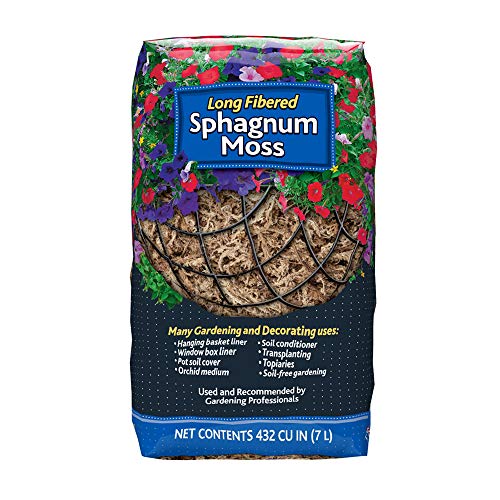 Mosser Lee ML0110 Long Fibered Sphagnum Moss – 432 cu in – High Water Retention, Soil-Free Gardening, Topiary Filler, Hanging Baskets, Crafts & Decoration - style: Spagnum Moss