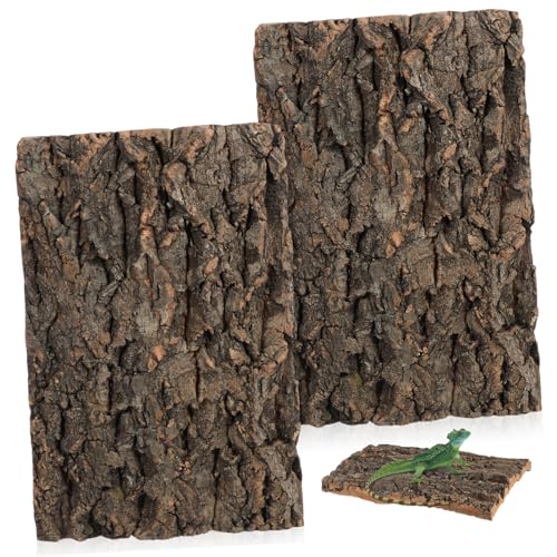 2 Pcs Natural Cork Bark Aquarium Decor for Fish Tank Background Reptile Climbing Surface Bearded Dragon Terrarium Ornament Tree Bark for Fish Garden Landscaping