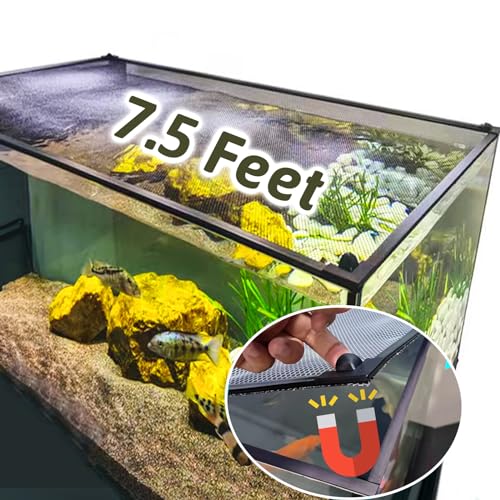 7.5 FT DIY Magnetic Fish Aquarium Anti-Jumping net Cover, Mesh Screen Netting for Fish Aquarium Screen Top Cover, Aquarium Lid Prevents Fish, Reptiles from Jumping Out (7.5 Feet)