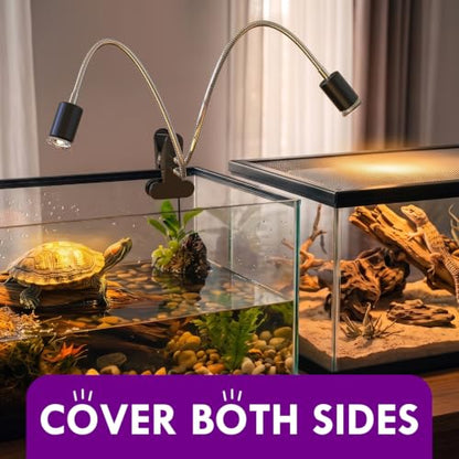 All-in-One Reptile Heat Lamp Bundle, Dual-Head UVB&UVA Lamp with Timer & Hygrothermograph, High UVA Lighting for Turtle, Tortoise, Bearded Dragon, Lizard, Snake, Amphibians, Easy to Install