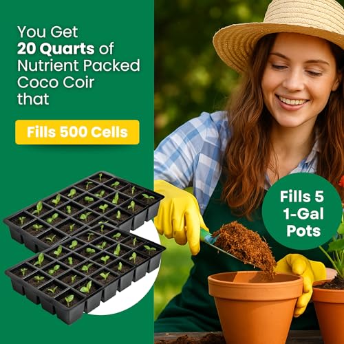 Gro-Med Organic Coco Coir Bricks for Plants – 2 Pack Compressed Coconut Coir Soil with Nutrients, Low EC & pH Balanced Seed Starter Potting Mix for Indoor & Outdoor Plants - size: 2 Pack - NPK Enriched Coco Coir Brick