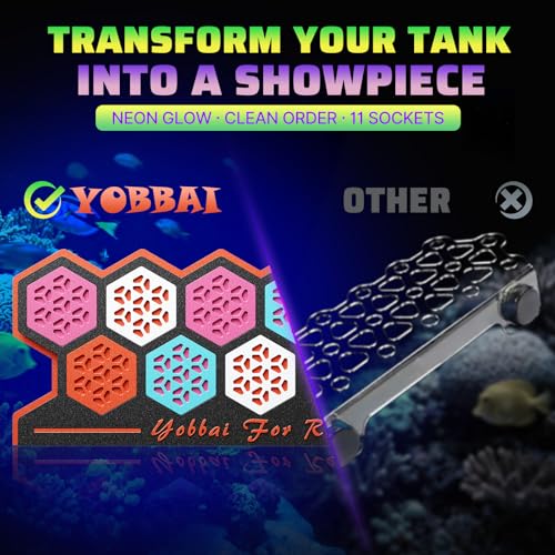 YOBBAI Magnetic Coral Frag Rack for Reef Tank, Saltwater Aquarium Frag Holder with 11 Slots & 13 Frag Plugs, Strong Magnet Glass Mount (Up to ~2cm), Multi-Use Aquarium & Hydroponic Plant / Reptile Display Stand
