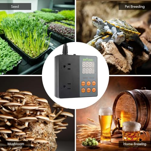 BN-LINK Smart WiFi Digital Temperature Controller Heating Cooling, Works with Alexa and Google Home. For Reptiles Aquarium Carboy Homebrew Breeding Fermenter Seed Germination °C/°F -40-176°F 15A/1875W - style: T9 WIFI