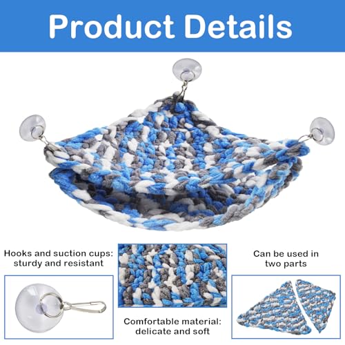 kathson Bearded Dragon Hammock Soft Double-Layered Reptile Hammocks Swing Hanging Bed with Suction Cups Hooks Tank Accessories Hammocks for Small Lizard Leopard Gecko Chameleon(Triangular) - color: Blue