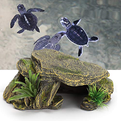 Reptile Rock Hide Cave, Reptile Hideout Cave, Small Aquarium Habitat Decor Rock Tortoise Hideout for Lizards, Turtles, Reptiles, Amphibians, Fish, Resin Rock Hides Habitat Decor