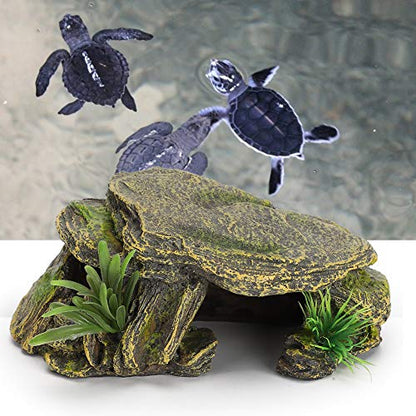 Reptile Rock Hide Cave, Reptile Hideout Cave, Small Aquarium Habitat Decor Rock Tortoise Hideout for Lizards, Turtles, Reptiles, Amphibians, Fish, Resin Rock Hides Habitat Decor