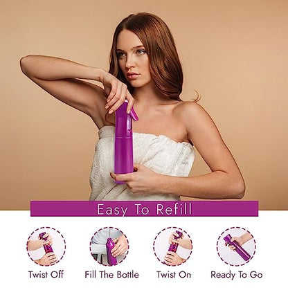 VIGOR PATH Continuous Spray Bottle for Hair – Fine Mist Mister for Hairstyling, Cleaning, Plants, Pets, Barbers, Salons, and Essential Oil Applications (300ml/10 oz) Light Purple - color: Light Purple - 10oz