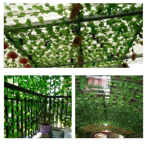 40 Ft Artificial Ivy Silk Vines Fake Hanging Plants High Simulation Garlands Greenery Chain for Home Wedding Wall Party Decoration, Pack of 5 - size: Leaves Dia:2.76"