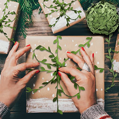 264 ft Greenery Ribbon Leaf Vines & 5 Pcs Large Size Faux Succulents Set