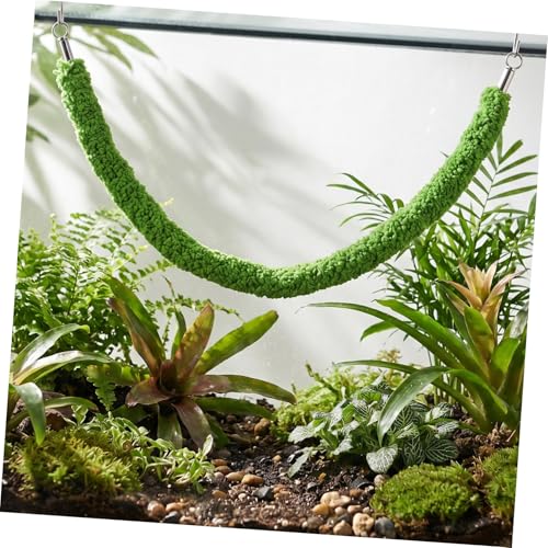 TEHAUX Flexible Bendable Climbing Rope for Reptiles and Snakes with Suction Cup Hook, Realistic Green Plush and Plastic Vine for Pet Habitat Decor and Reptile Tank Climbing Accessories