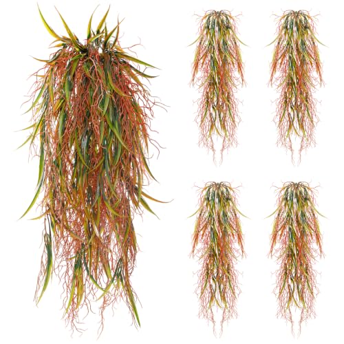 dallisten 4Pcs Autumn Fake Hanging Fern Plants for Outdoors, UV Resistant Artificial Ferns Fall Vines Faux Trailing Plants for Indoor Wall Porch Home Thanksgiving Halloween Decor(YellowGreen Leaves) - color: 4pcs Yellowgreen Leaves