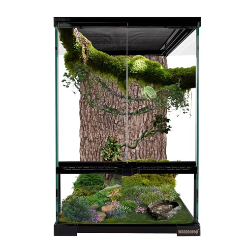 11 Gallon Reptile Glass Tank Vertical Terrarium 12"x12"x18" Habitat Enclosure with Front Openning Door and Top Screen Ventilation for Geckos, Snakes,Tree Frogs,Chameleon - size: 12x12x18inch
