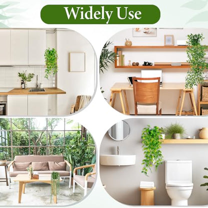 SHENLIU Artificial Hanging Plants for Shelf, 4 Pack Fake Potted Greenery Plant Faux Eucalyptus Vine, Mandala Vine, String of Pearls, Pea pod Leaves in Pot for Office Home Garden Indoor Outdoor Decor