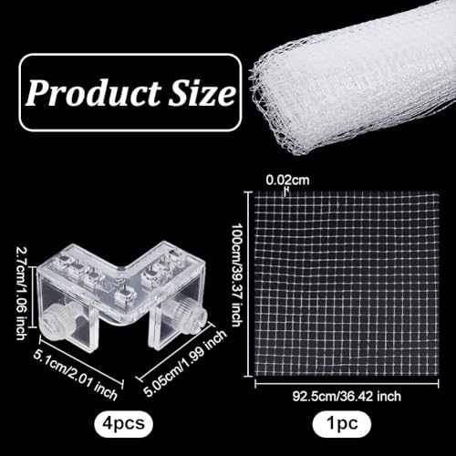 OLYCRAFT 39.4x36.4 Inch Fish Tank Lid Cover Protective Net with Screw Fastener Plastic Mesh Screen Netting for Fish Aquarium Screens Top Cover Fishes Tank Net Screen Covers Aquarium Mesh Top