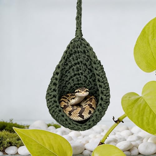 Snakes Enrichment Toys, Hanging Nylon Woven Hammock for Reptile, Ball Python Tank Accessories, Reptile Habitat Decor for Corn Snake Gecko and Other Small Animals
