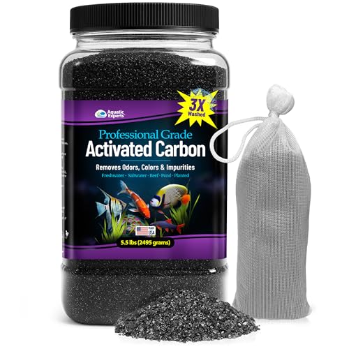 Premium Activated Carbon, Aquarium Carbon for Fish Tank Filter, Aquarium Filter Media, Granulated Charcoal for Fish Tanks, Activated Charcoal Bulk (5.5 lbs with Fine Mesh Bag) - size: 5.5 lbs + Fine Mesh Bag