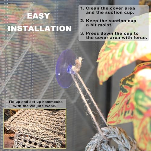 Bearded Dragon Hammock Lizard Tank Accessories Reptile Lounger Amphibian Habitat Décor for Chameleon, Geckos, Snakes, Hermit Crab, Lguana Reptiles, Tortoises - size: 16"+7"