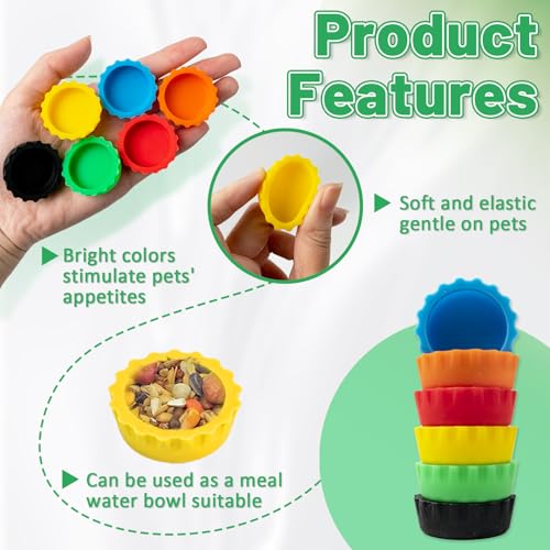 30 Pcs Crested Gecko Food and Water Feeding Cups, Colorful Water Bowl, Reptile Food Dish for Tortoise, Small Pet and Crab (Multicolor)