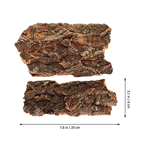 VILLCASE 2-Pack Reptile Bark Hideout Climb Platform Natural Cork Bark for Terrarium Landscape Decoration Ideal for Bearded Dragons Lizards Amphibians 7.87X3.14X0.78In