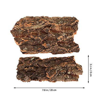 VILLCASE 2-Pack Reptile Bark Hideout Climb Platform Natural Cork Bark for Terrarium Landscape Decoration Ideal for Bearded Dragons Lizards Amphibians 7.87X3.14X0.78In