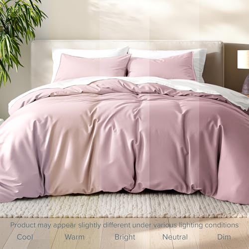 Bare Home Bedding Duvet Cover Extra Long Size - Premium 1800 Super Soft Collection - Lightweight, Cooling - Soft Breathable Bedding Duvet Cover (Twin/Twin XL, Dusty Pink) - color: 30 - Dusty Pink (No Comforter), size: Twin/Twin XL