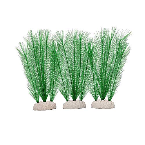Norgail Aquarium Silk Plant Decorations Fish Tank Artificial Green Water Plants Made of Silk Fabrics Plastic, Safe for All Fish & Pets Small 3Pcs - size: Small