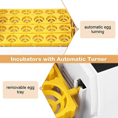 Egg Incubator 56 Eggs Fully Automatic Digital Incubators for Hatching Eggs Poultry Hatcher Machine with Temperature Humidity Control and Auto Turning for Hatching Chicken Duck Goose Quail Birds