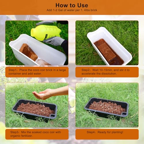 10 Pack Premium Coco Coir Bricks, Coco Coir for Plants, Coconut Fiber Substrate with Low pH & EC, Organic Coconut Fiber for Indoor & Outdoor Gardening and Potting Mix