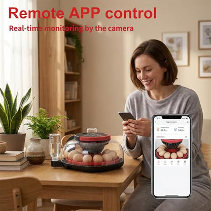 Automatic Egg Incubator for 12 Chicken Eggs with Camera APP Control | Temperature & Humidity Monitor, Auto Egg Turner, Record Life's Birth Moments for Chicken Duck Quail Pigeons