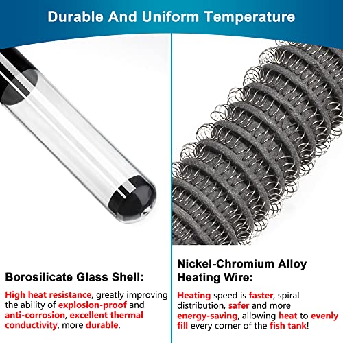 DaToo Aquarium Heater Adjustable 300W Submersible Fish Tank Heater with Electronic Chip Thermostat Suitable for Marine Saltwater and Freshwater - size: 300Watt