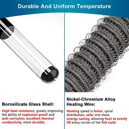DaToo Aquarium Heater Adjustable 300W Submersible Fish Tank Heater with Electronic Chip Thermostat Suitable for Marine Saltwater and Freshwater - size: 300Watt