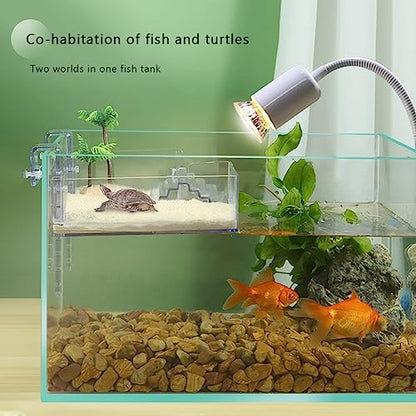 La La Pet Hanging Acrylic Turtle Basking Platform with Guardrail and Ladder - Tortoise Resting Terrace for Turtle Tank - size: Large
