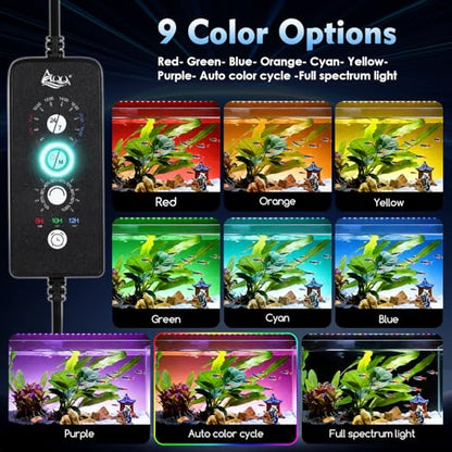 AQQA LED Aquarium Light 24W for 12-18 Inch Fish Tank, 24/7 Mode&DIY Mode Full Spectrum Fish Tank Light, IP68 Waterproof High Lumen Aquarium Plant Light, Adjustable Brightness/Timer, Memory Function - size: For 12'' - 18'' Tank