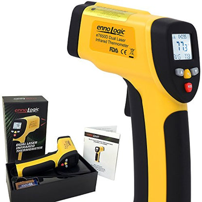eT1050D Temperature Gun by ennoLogic with NIST Certificate - Dual Laser Non-Contact Infrared Thermometer -58°F to 1202°F - Accurate Digital Surface IR Thermometer (Not for Body Temp) - style: eT1050D w/ NIST Certificate