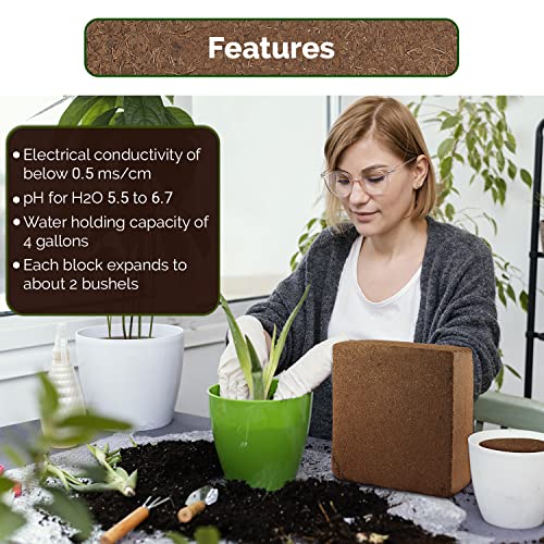 UBICON Organic Coco Coir Growing Medium 11 Pound Block | Expands to Approximately 20 Gallons | Ideal for Gardens and Raised Beds | Excellent Drainage and Root Growth