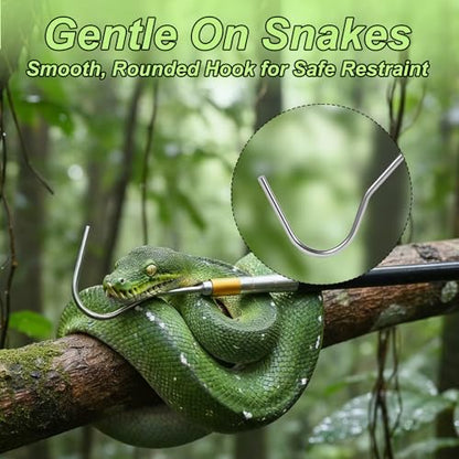 61 inch Snake Hook, Professional Reptile Catcher Handling Tool, Stainless Steel Retractable Pole