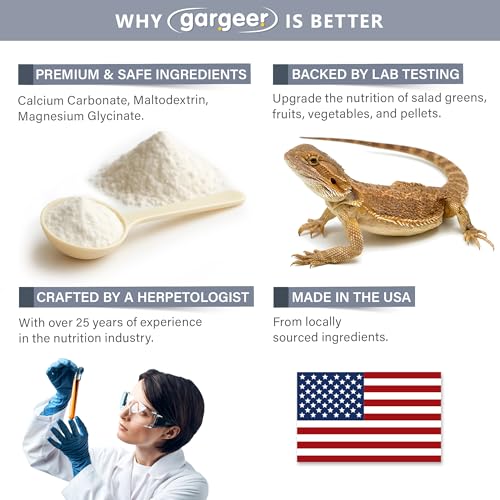 Gargeer 'Magnesium & Calcium' Supplement for All Reptiles | Dual Mineral Support for Strong Bones, Muscle & Nerves Function | Chelated Magnesium for Better Absorption | 3oz | Made in USA