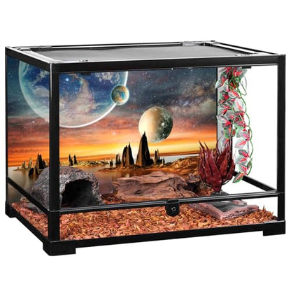 AWERT 48x18 inches Galaxy Aquarium Background Space Theme View of The Planets from Earth Fish Tank Background Hot Desert Terrarium Background - size: 48x18in/120x45cm