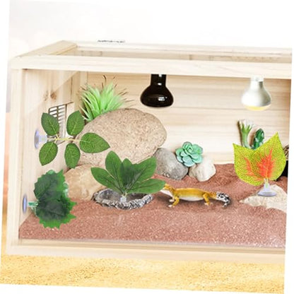 BESPORTBLE 10pcs Lifelike Reptile Plants Ornament Set with Suction Cups Simulation Terrarium Plant Décor for Lizard Chameleon Snake Habitat Artificial Aquarium for Reptile Tank