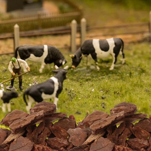 Tree Bark Base Material for DIY Model Scenes Lightweight Natural Miniature Nature Decor 1.96X1.18X0.19In Essential Architecture Model Supplies for Terrariums and Train Sets