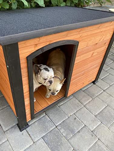 Petmate Precision Pet Weather-Resistant Log Cabin Dog House with Adjustable Feet, Natural Wood, Small - color: Walnut/Dark Brown, size: Small, style: Outdoor Log Cabin