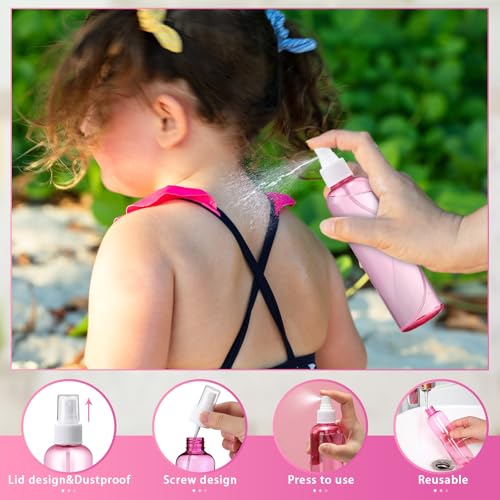 Eccliy 32 Pcs 8 oz Spray Bottles Fine Mist Plastic Spray Bottles Clear Empty Sprayer Hairs Refillable Travel Sprayer with Pump Cap for Cleaning Oils Travel Perfumes(Pink,Clear) - color: Pink, style: Clear