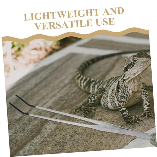 POPETPOP 2pcs Stainless Steel Aquarium Tweezers Set Straight Curved Reptile Feeding Tongs for Lizards Snakes and Aquatic Plants Durable Long Handle Tools for Easy Feeding and Plant