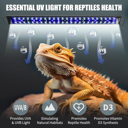 8-Inch LED UVA UVB Light for Reptiles with Controller, Full Spectrum UVA & UVB Reptile Light with Auto 24-Hour Cycle Timer & 10 Dimmable for Bearded Dragons, Turtles, Frogs, Snakes, Plants - size: 8 INCh
