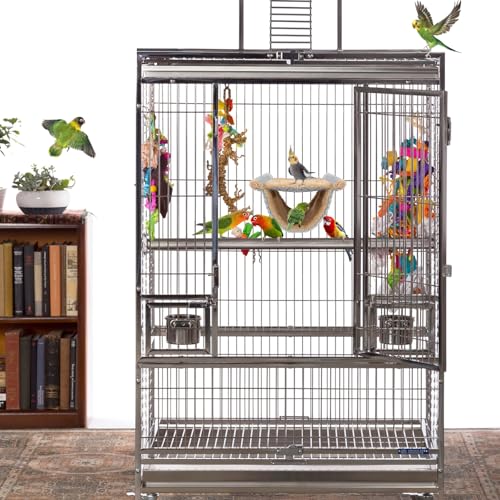 BWOGUE Winter Warm Bird Nest Bed Hanging Hammock Snuggle Hut Parrot House Tent Toy Bird Cage Perch for Parakeet Budgies Cockatiels Lovebird Cockatoo Finch Hamster Chinchilla Guinea Pig - color: Light Gray, size: Medium (9"x7.2")