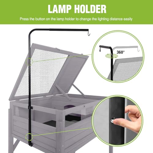 GUTINNEEN Tortoise Habitat Turtle Enclosure,Large Wooden Reptile Cage with Detachable Legs,Indoor Outdoor Turtle Box for Small Animals