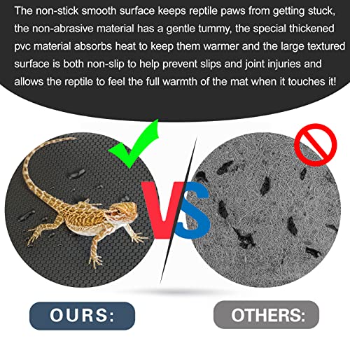 Vodolo Bearded Dragon Tank Accessories, Reptile Terrarium Carpet Substrate for Leopard Gecko, Lizard, Iguana, Snake, Tortoise, Non-Adhesive Reptile Habitat Bedding(Black 118inch) - size: 118inch