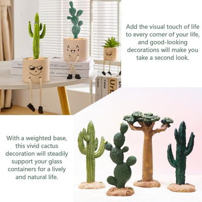 2Pcs Reptile Cactus Plants Terrarium Decoration Faux Reptile Terrarium Cactus Plant Landscape Decoration for Turtle Lizard