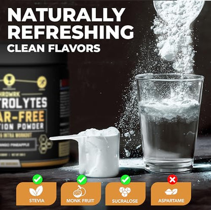 MMA Nutrition HRDWRK Electrolytes Powder with Magnesium, Potassium - Sugar Free Electrolytes Boost Endurance and Reduce Fatigue with This Electrolytes Supplement - Maximum Hydration - Keto Friendly - style: Mango Pineapple