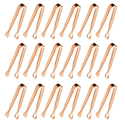 Mini Serving Tongs, Anytrp 18-Packs Stainless Steel Sugar Tongs, 4.3inch Ice Tongs Kitchen Tong Appetizers Tong for Coffee Bar, Tea Party, Desserts Party, Sugar and Ice Bucket - color: Rose Gold, size: 4.3inch